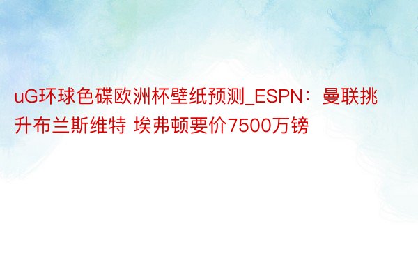 uG环球色碟欧洲杯壁纸预测_ESPN：曼联挑升布兰斯维特 埃弗顿要价7500万镑