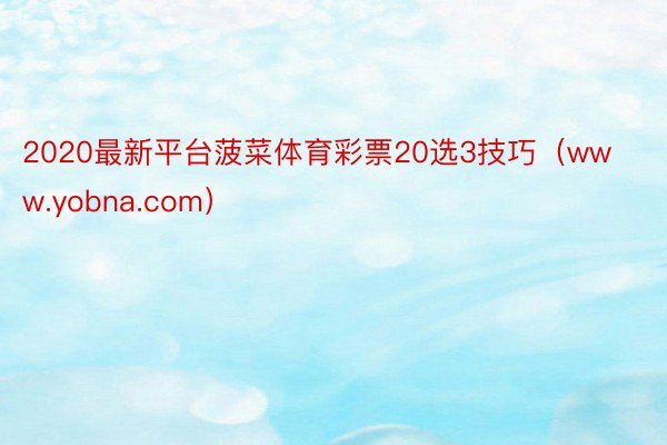 2020最新平台菠菜体育彩票20选3技巧（www.yobna.com）